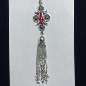 Simple Long Red Necklace